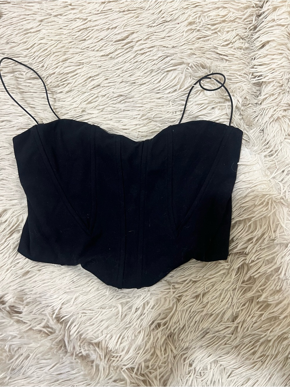 Joah Brown Black Corset Crop Top with Spaghetti Straps - Picture 5 of 6